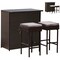 3-piece Rattan Wicker Bar Table Stools Dining Set Cushioned Chairs